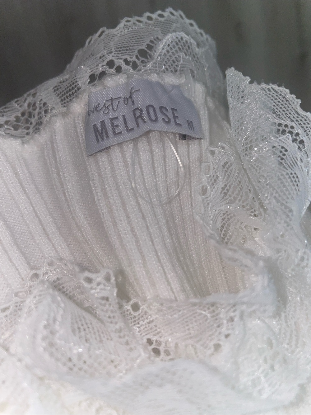 Melrose White Lace-Trim Ribbed Camisole - Picture 7 of 7